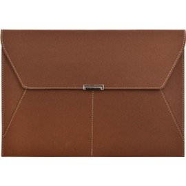 VANRA - Carpeta de archivos, organizador de documentos, impermeable, portafolios de piel con 3 bolsillos, sobres de archivo para papel tamaño A4 y carta con cierre magnético de botón a presión (café)