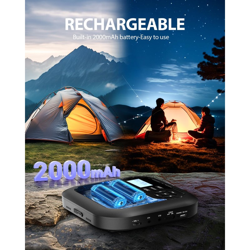 Erasiny Bluetooth CD Player Portable with FM Transmitter and Dual