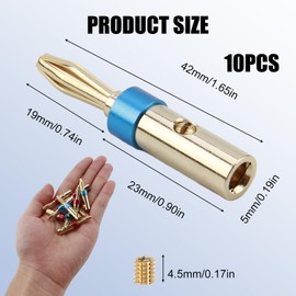 Banana Plug, 5 Pairs Speaker Cable up to 6 mm², Banana Plug Cable, Speaker Cable, Banana Plug, Flexible Connection for HiFi Boxes, Amplifier, Receiver, Screwable, Gold-Plated