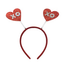 Dzrige Valentine's Day Heart Head Bopper Headband with XOXO,Glitter Love Heart Headband Sequin Red Love Hair Band Hoop Heart Shaped Hair Accessoires for Valentines Day New Year Wedding Birthday Party