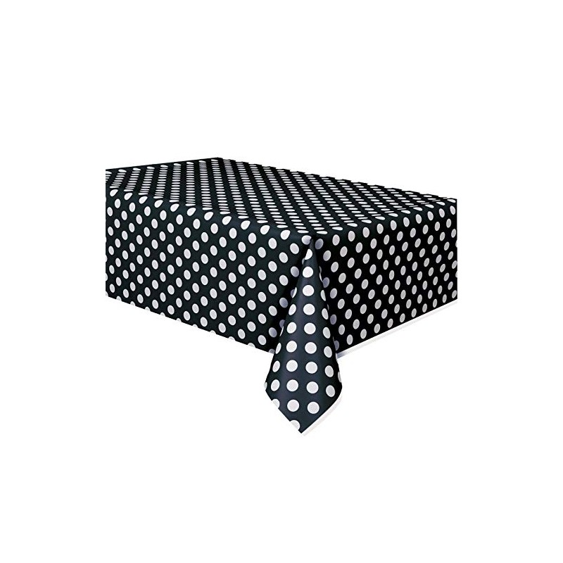 Royal7 1 Pack Black Polka Dot Plastic Rectangle Tablecloth 54"x108"…