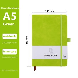 A5 Notebook, Notebook A5 Note Book Note Pad Journal Notebook A5 Notepad PU Leather Notebook for Office School Home Business Writing & Note Taking 200 Pages (100 Sheets)-Neon Green