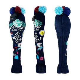 ブルーティーゴルフ アロハオンザビーチ ニット キャットハンド ヘッドカバー, ネイビー/ホワイト, ハワイアンデザイン (ネイビー, ユーティリティ)