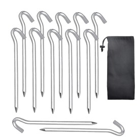 MMSZHL 12 Pcs Clavijas para Tienda de Campaña, 18 cm Estacas para Camping Aluminio con Gancho, Piquetas para Tienda con Bolsa de Almacenamiento, Piquetas Antideslizantes para Acampadas y Picnics