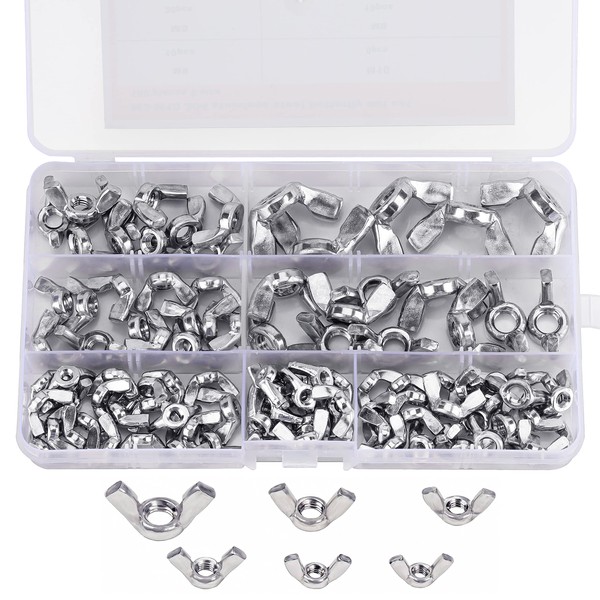 Belle Vous 100 Pieces Butterfly Wing Nut Assortment Kit -
