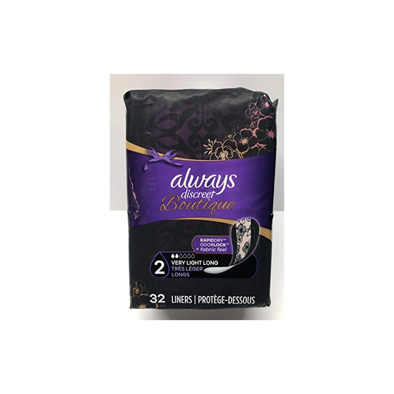 Always Discreet Boutique Incontinence Liners, Size 2, Very Light, Long,