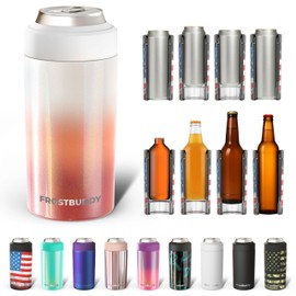 Frost Buddy Universal Can Cooler - Fits all - Stainless Steel Can Cooler for 12 oz & 16 oz Regular or Slim Cans & Bottles - Stainless Steel (Fireside)