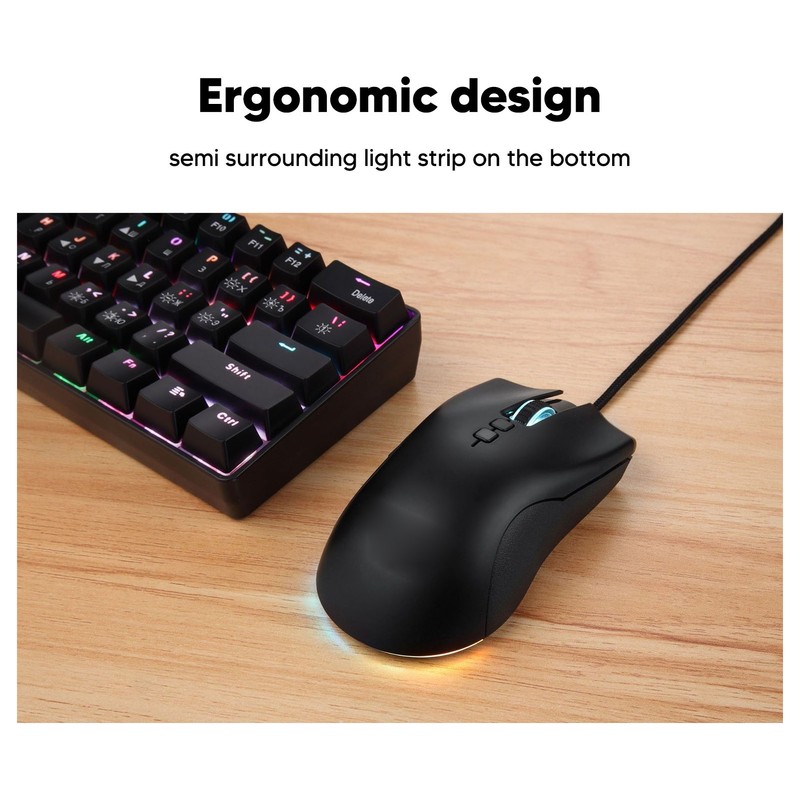 Gaming Mouse Ergonomic Design RGB Backlit USB Wired Plug and