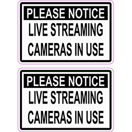 StickerTalk Live Streaming Cameras in Use Vinyl Stickers, 1 Sheet of 2 Stickers, 3 inches by 2 inches Each