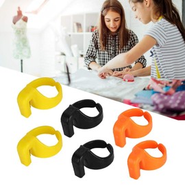 HEEPDD Sewing Thread Cutter Ring, 6Pcs Plastic Finger Thimble Line Cutting Tool for Yarn Thread(Random Color)