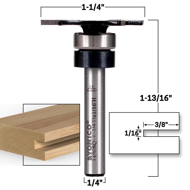 Yonico Top Bearing Slot Cutter Router Bit 1/16-Inch 1/4-Inch Shank
