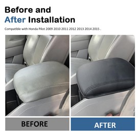 DEYTOP Center Console Cover for Honda Pilot 2009-2015 Armrest Cover for Honda Pilot 2009 2015 Accessories Anti-Scratch Leather Armrest Pad Protector (Black, Style 1)