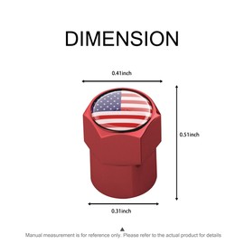 Sandfren 4PCS Ameican Flag Car Tire Valve Stem Cap, Hexagon Shape Vehicle Stem Covers with O Rubber Seal, Aluminum Alloy Patriotic Auto Air Dust Protection Accessories, Universal Fit (Red)