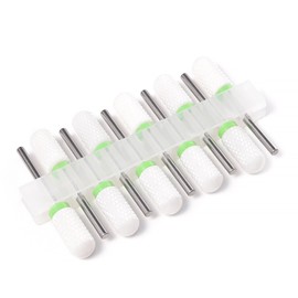 Rolabling 10Pcs Ceramic Nail Drill Bits Set Barrel Shape for Gel Acrylic Nails Professional Manicure Pedicure Bits for Cuticle Removal Nail Polishing Electric Nail File Accessories (Coarse)