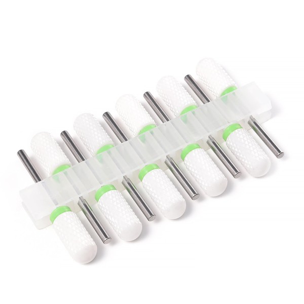 Rolabling 10Pcs Ceramic Nail Drill Bits Set Barrel Shape for