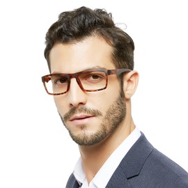 OCCI CHIARI Blue Light Filter Glasses for Men Magnification 0 1.0 1.25 1.5 2 2.25 2.5 3 3.5 4.0 5.0 6.0 (Brown Demi, 4.0)