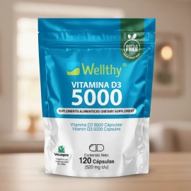 Suplemento en capsulas Wellthy Suplementos Vitaminas de Vitamina D3 sabor sin sabor aadido x 100g                                                     