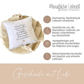Manufaktur Liebevoll I Cushion with Sayings, Special Gift Idea as a Thank You, Birthday and Christmas (Cushion Cover Hab große Träume...)