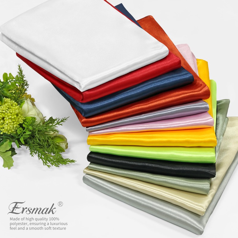 Ersmak Silver Satin Fabric by The Yard, 60" Wide Shiny