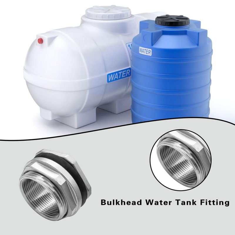 Fitvell 304 Stainless Steel Bulkhead Water Tank Fitting 2" Female