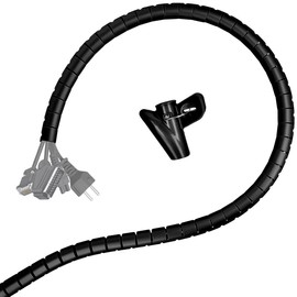 Minadax® 2 Metres, 28 mm Diameter Professional High-Tech Cable Duct in Black for Flexible Cable Management at Computer and Workplace