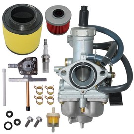 TRX 250 Carburetor Fits for Honda TRX250 Recon 1997-2001 TRX250TM TRX250TE 2002-2007 With Fuel Tank Petcock Valve & Air Filter & Spark Plug 16100-HM8-B41 16100-HM8-B42 16100-HM8-B60