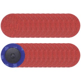 sourcing map 25pcs Quick Change Sanding Discs 2" 36 Grit R-Type Roll Lock Ceramic Grains Conditioning Disc Sandpaper for Die Grinder Grinding Fast Cutting, Bright Red