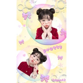 Edges42 Hair Bun Wig, Kids Hair Extension, Shichi-Go-San Hair Ornament, Pack of 2 (Dark Brown)