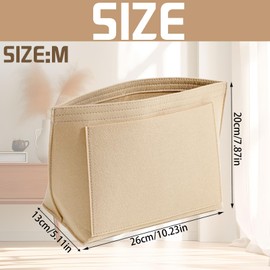 CWENDANER Bag Organiser Shopper, M/L Felt Organiser for Bags, Bag Organiser, Bag Organiser with Multiple Compartments, Gifts for Women (Beige, M)