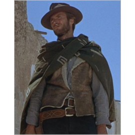 Sharpshooter Clint Eastwood Bounty Killer Good Bad Ugly Original Pattern Wool Movie Poncho - Olive Green