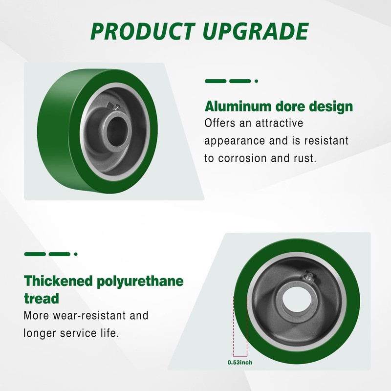 CWfutureparts 5"X2" Caster Wheels, Heavy Duty Casters Wheels with Brake,