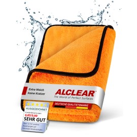 ALCLEAR 9520 Auto Trockentuch XXL - Microfasertuch Autopflege, saugstark, 90x60cm für kratzfreies Trocknen, Auto Mikrofasertuch - Microfasertücher Auto - Poliertuch Auto, Orange