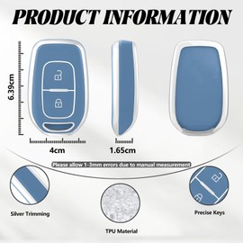 TOOMUME Car Key Cover TPU, Car Key Case Fit for Renault Twingo Clio Symbol Kwid Dacia Logan Sandero Stepway Duster Dokker Lodgy, Protective Key Fob Cover Key Fob Case - Smart Key