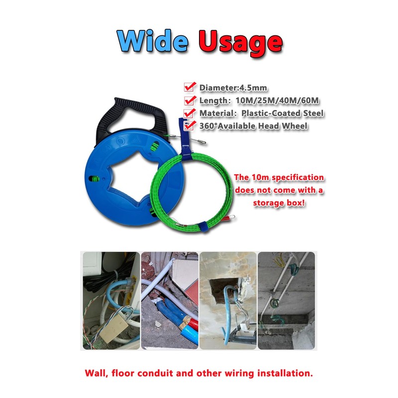 Fish Tape Cable Puller Kit 82FT 25m 4.5mm PET Electrical