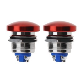 VGOL 2Pcs Red Mushroom Head Button Switch Waterproof Push Button Switch Aluminum Alloy Round Start Button Accessories for Car SUV Truck RV Boat 22mm