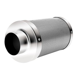 iPower 6 Inch Air Carbon Filter, with Australia Virgin Charcoal for Inline Fan, Hydroponics, Grow Tent, Prefilter Included, Reversible Flange 6" x 16", Silver