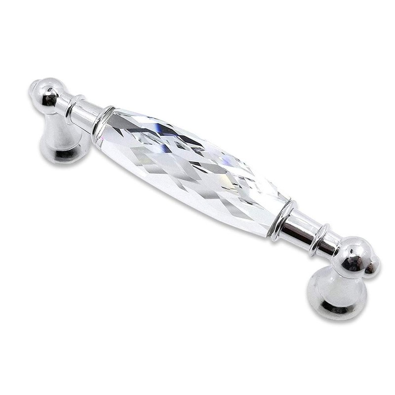 MuDuJia 2-Pack 5.00'' Glass Dresser Drawer Handles/Clear Pulls Knob Chrome