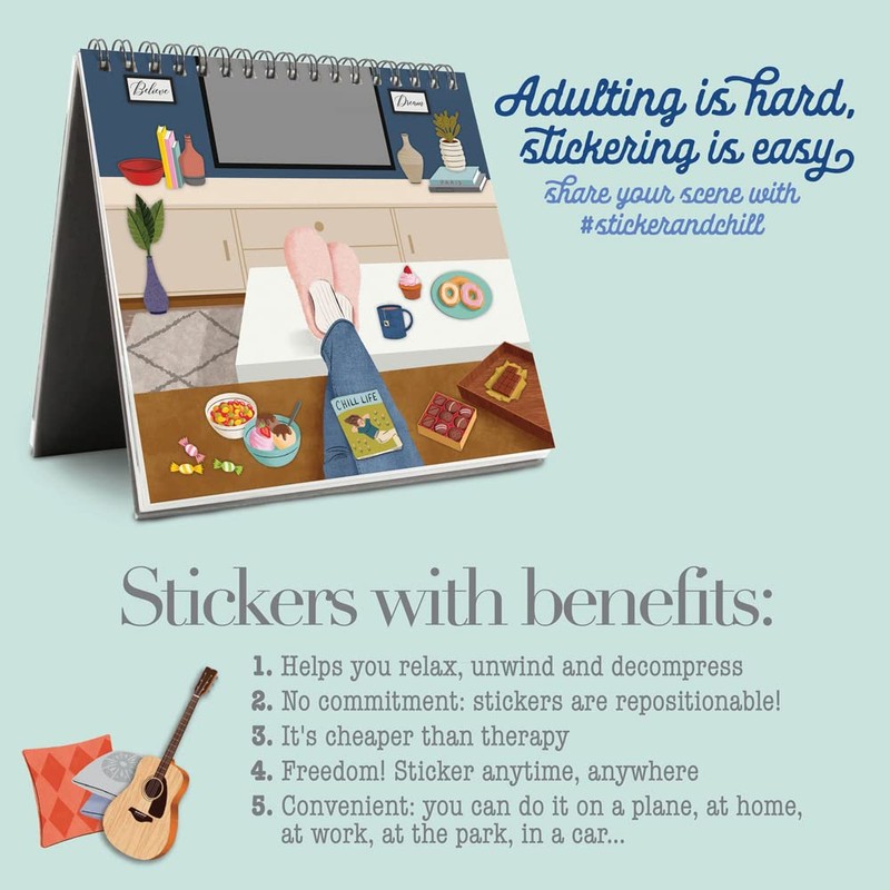 Sticker & Chill Sticker Book for Adults – 600+ Repositionable