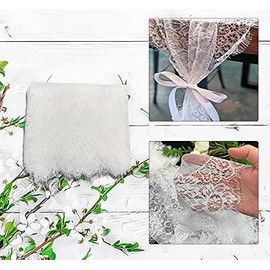 6 caminos de mesa de encaje blanco de 14 x 120 pulgadas bordados bohemios para bodas, fiestas de novia, decoraciones de despedida de soltera, caminos de mesa rústicos clásico