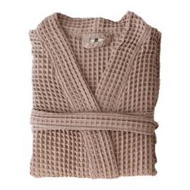 Viva Maison 100% Turkish Cotton Waffle Robe for Womens & Mens, Lux Kimono Waffle Robes, Quick-Dry Bathrobe, Soft Light Cozy Waffle Housecoat (US, Alpha, Large, X-Large, Regular, Regular, Light Brown)