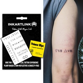 INKARTLINK Semi Permanent Tattoo, simple party tattoo, beautiful and realistic design, fun tattoo experience, cruelty-free, non-reflective, waterproof (Roman numerals)