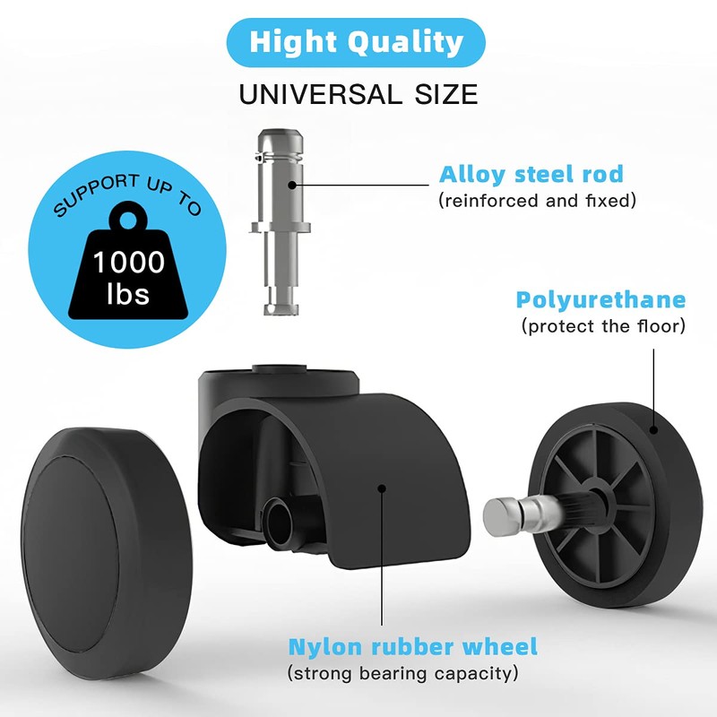 Office Chair Caster Wheels Replacement(Set of 5) for Hardwood Floors