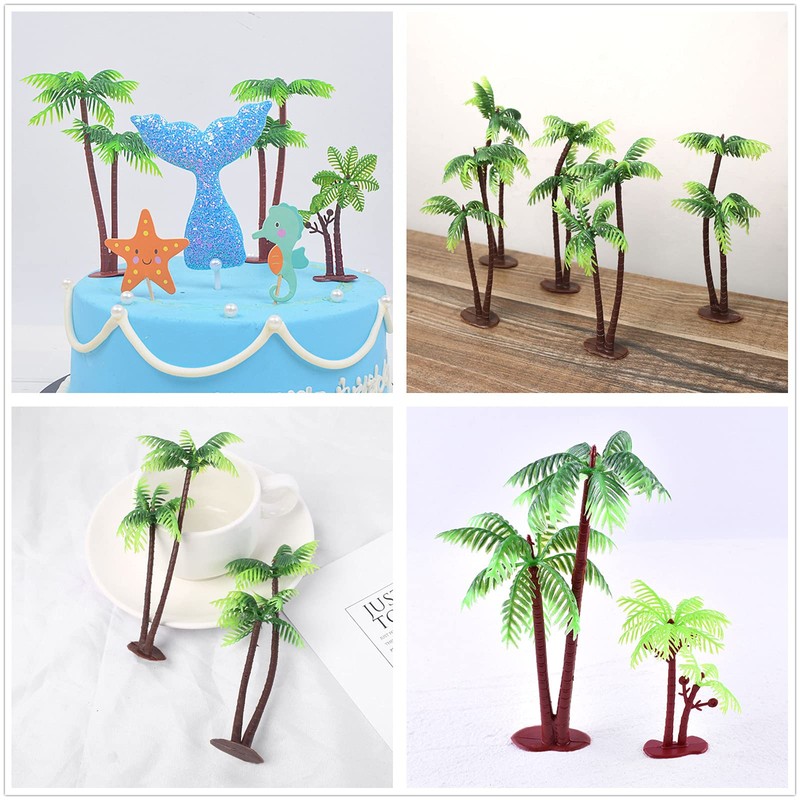 XHBTS Set of 10 Miniature Palm Trees, Plastic, Model Trees