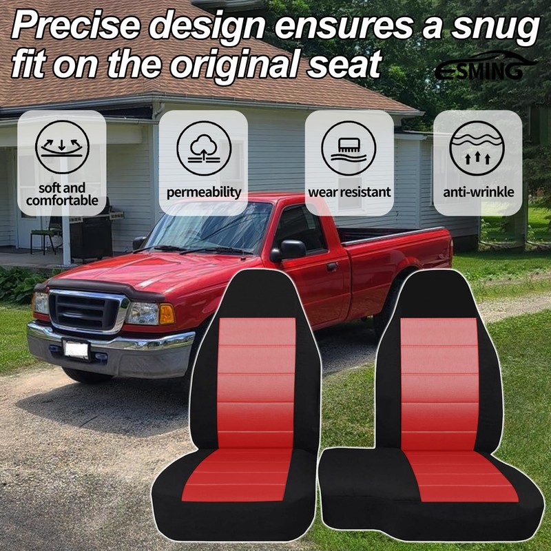 ESMING 2PCS 60/40 High Back Bench Seat Cover for Ford