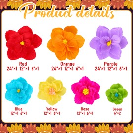 Humyoun Giant Paper Flowers Artificial Paper Flower Decorations for Wedding Graduation Bridal Shower Birthday Handcrafted Wall Backdrop Table Centerpieces Party Supplies (Mexican Fiesta,24 Pcs)