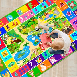 Mfmiudole Kids Rug for Playroom, Educational Rug with ABC Alphabet, Zoo Animals, Numbers, Play Mat for Kids, Classroom Rugs Playmat for Boys Girls, 59X39.4 inch