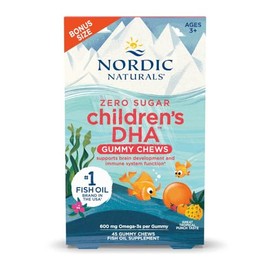 Nordic Naturals Zero Sugar Children’s DHA Gummy Chews, Tropical Punch - 45 Gummy Chews for Kids - 600 mg Total Omega-3s - Brain Development, Learning,