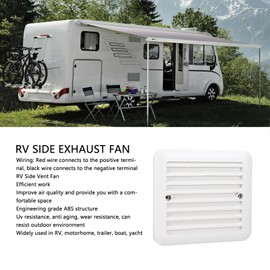RV Side Vent Fan, 12V 4500RPM Side Air Vent Ventilation Exhaust Blade Fan with Shutters, 140 X 130 X 45mm Cooling Exhaust Fan for Boat, Yacht, Trailer, Basement, Kitchen