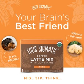 Four Sigmatic Mushroom Coffee Latte, Organic Instant Coffee Latte Mix with Lion's Mane, Chaga Mushrooms & Coconut Milk Powder, Immune & Energy Support, Keto, 10 Count