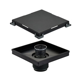 Matte Black Square Shower Drain, HIDROP SUS 304 Stainless Steel 6 inch Bathroom Shower Drain with Removable Tile Insert and Hair Strainer